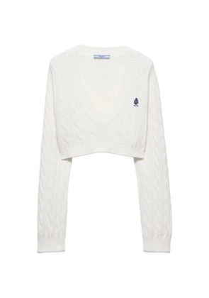 Prada V-neck cotton sweater - White