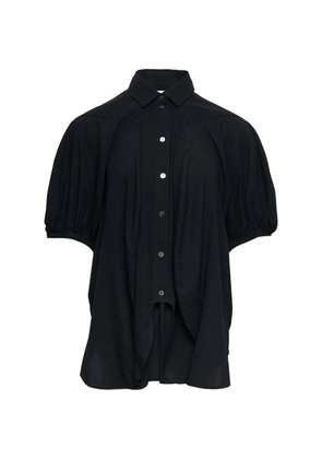 Enföld puff-sleeve pleated shirt - Black