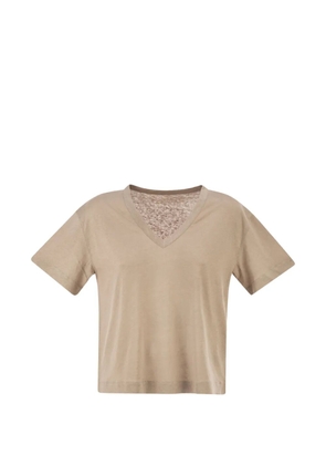 Majestic Filatures V-neck side-slit T-shirt - Neutrals