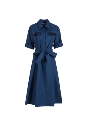 Antonelli sequin-embellished belted midi dress - Blue