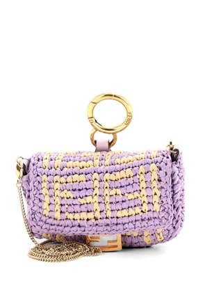 Fendi Pre-Owned Chain Baguette Charm Bag Zucca Raffia Nano shoulder bag - Purple