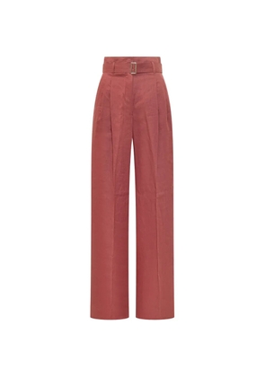 Max Mara belted pleated trousers - Red
