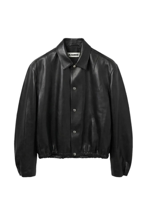 Jil Sander elasticated-hem leather jacket - Black