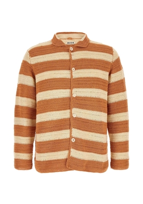BODE Sherbet crochet-knit striped shirt - Orange