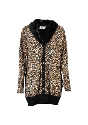 Blugirl leopard-print faux-fur collar cardigan - Neutrals