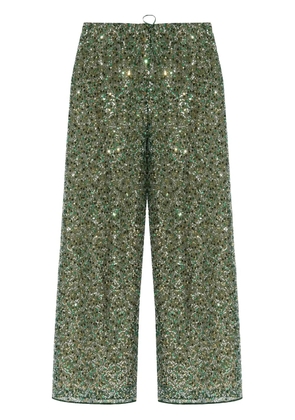 Oséree sequinned wide-leg trousers - Green