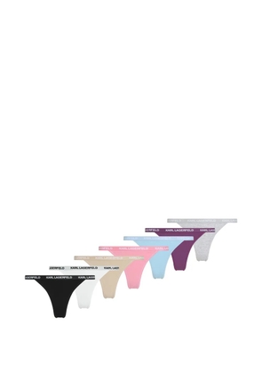 Karl Lagerfeld logo-print multiband cotton brazilian thongs (set of seven) - Pink