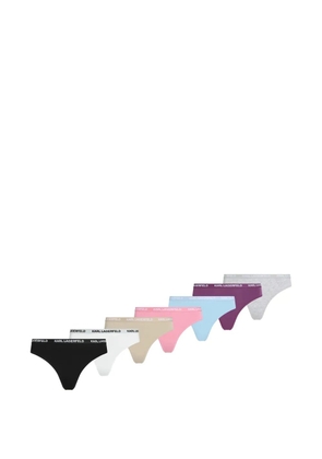 Karl Lagerfeld logo-waistband cotton thongs (set of seven) - Pink