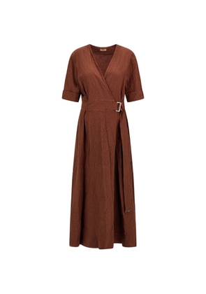 Herno belted ruffled dress - Brown