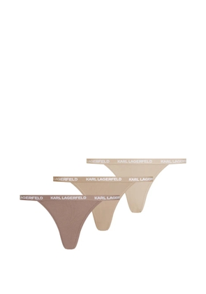 Karl Lagerfeld logo-detail cotton brazilian briefs (set of three) - Neutrals