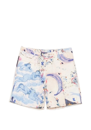KidSuper graphic-print pleated shorts - Neutrals