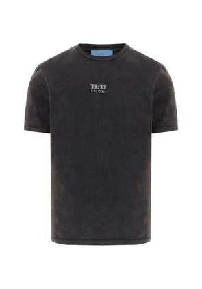11 11 L.U.C.K. logo-print cotton T-shirt - Black