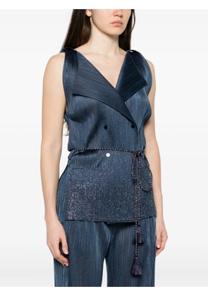 Giorgio Armani plissé-effect double-breasted vest - Blue