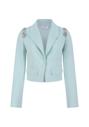 Genny crystal-embellished cropped jacket - Blue