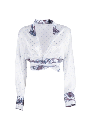 Mazzarelli Frida damask-print silk shirt - White