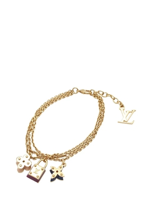 Louis Vuitton Pre-Owned 2010 Gold Plated Enamel Monogram Sweet Charm Triple Chain Bracelet costume bracelet