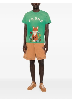 FOUND floral-embroidered shorts - Brown