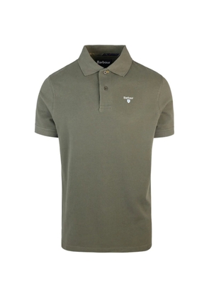 Barbour tartan-trim embroidered-logo polo shirt - Green