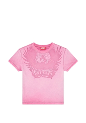 Diesel dévoré-phoenix cover-stitched cotton T-shirt - Pink