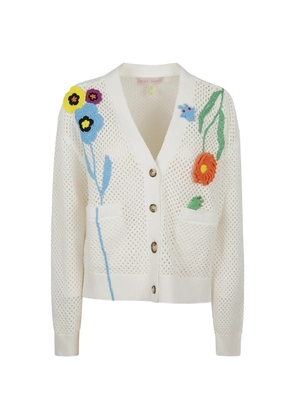 Mira Mikati crochet-patch open-knit cardigan - White