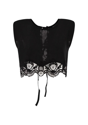 MAURIZIO MYKONOS broderie anglaise lace-up top - Black