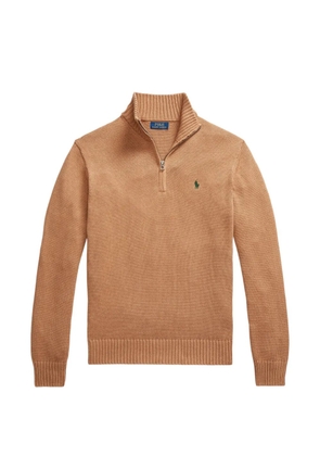 Polo Ralph Lauren zip embroidered-logo sweater - Neutrals