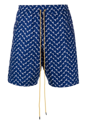 RHUDE Beachfront geometric-pattern shorts - Blue