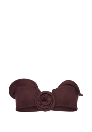 Magda Butrym flower-appliqué bandeau bikini top - Red