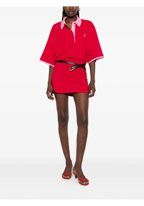 The Attico contrast-collar logo-embroidered mini dress