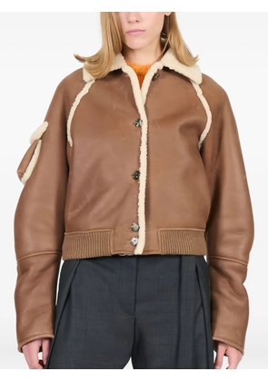 LOEWE shearling-trimmed bomber jacket - Brown