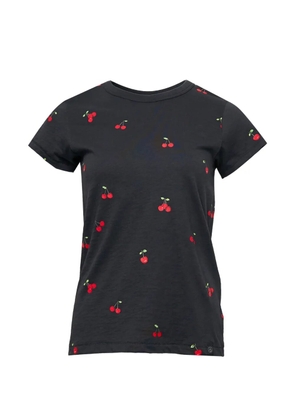 rag & bone cherry-print slub-texture t-shirt - Black