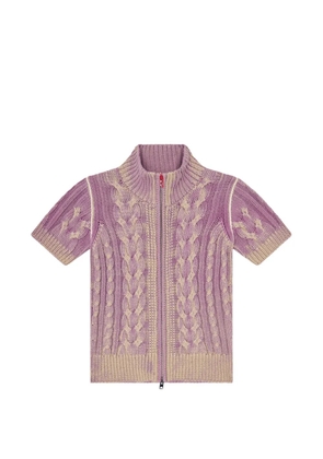 Diesel cable-knit short-sleeve cardigan - Purple