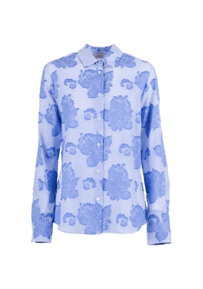 Mazzarelli damask-pattern striped shirt - Blue