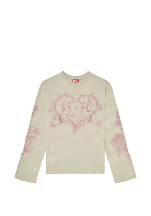 Diesel graphic-print long-sleeve cotton T-shirt - Neutrals