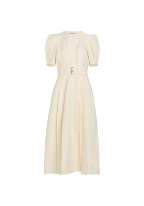 Gabriela Hearst belted puff-sleeve midi dress - Neutrals
