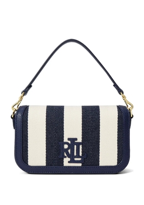 Lauren Ralph Lauren striped logo-plaque shoulder bag - Blue