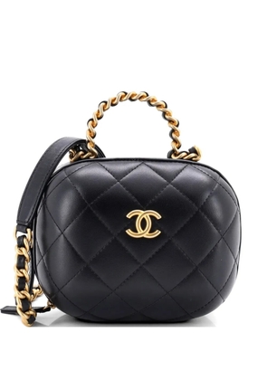 CHANEL Pre-Owned CC Bubble Top Handle Vanity Case with Chain Quilted Lambskin Small satchel - Black