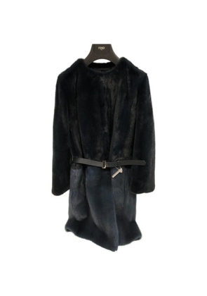 FENDI belted faux-fur coat - Blue