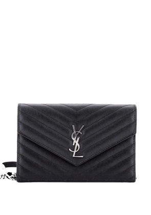 Saint Laurent Pre-Owned Classic Monogram Wallet on Chain Matelasse Chevron Leather Small crossbody bag - Black