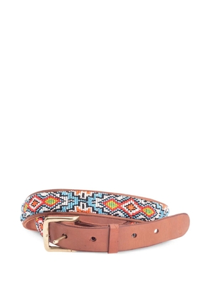 Aspiga bead-embellished leather belt - Brown