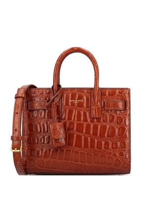 Saint Laurent Sac de Jour Nano crocodile-effect leather tote bag - Brown
