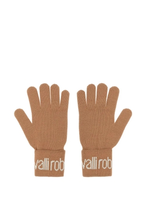 Roberto Cavalli wool-blend logo gloves - Brown