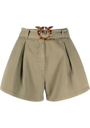 PINKO Love Birds belted shorts - Green