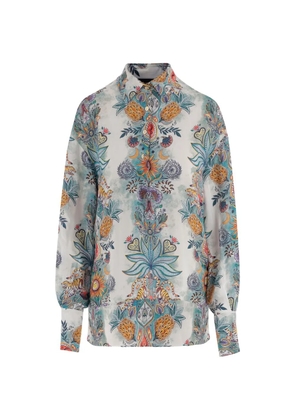 Just Cavalli botanical-print long-sleeve shirt - White