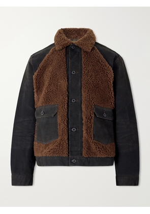 RRL - Fleece-Trimmed Cotton-Canvas Bomber Jacket - Men - Brown - S