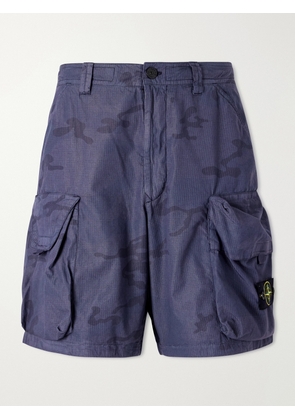 Stone Island - Camouflage Straight-Leg Rip-Stop Cotton-Blend Shorts - Men - Blue - UK/US 28