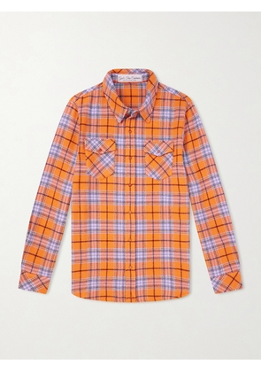 God's True Cashmere - Midnight Sun Checked Cashmere Shirt - Men - Orange - S
