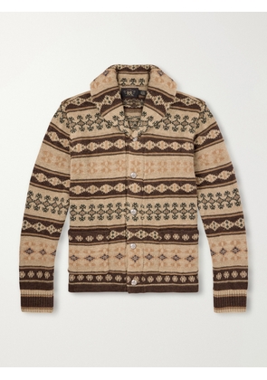 RRL - Linen, Silk and Wool-Blend Jacquard Cardigan - Men - Brown - S