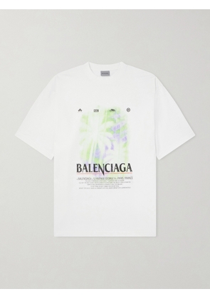 Balenciaga - Oversized Printed Cotton-Jersey T-Shirt - Men - White - M