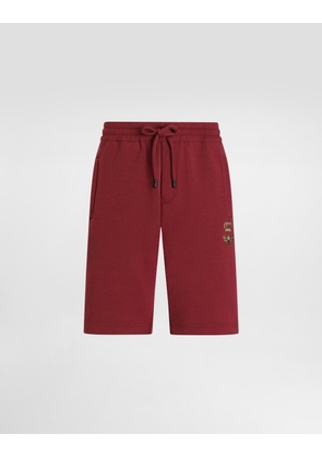 Dolce & Gabbana Jersey Jogging Shorts With Embroidery - Man Pants And Shorts Burgundy Cotton 56